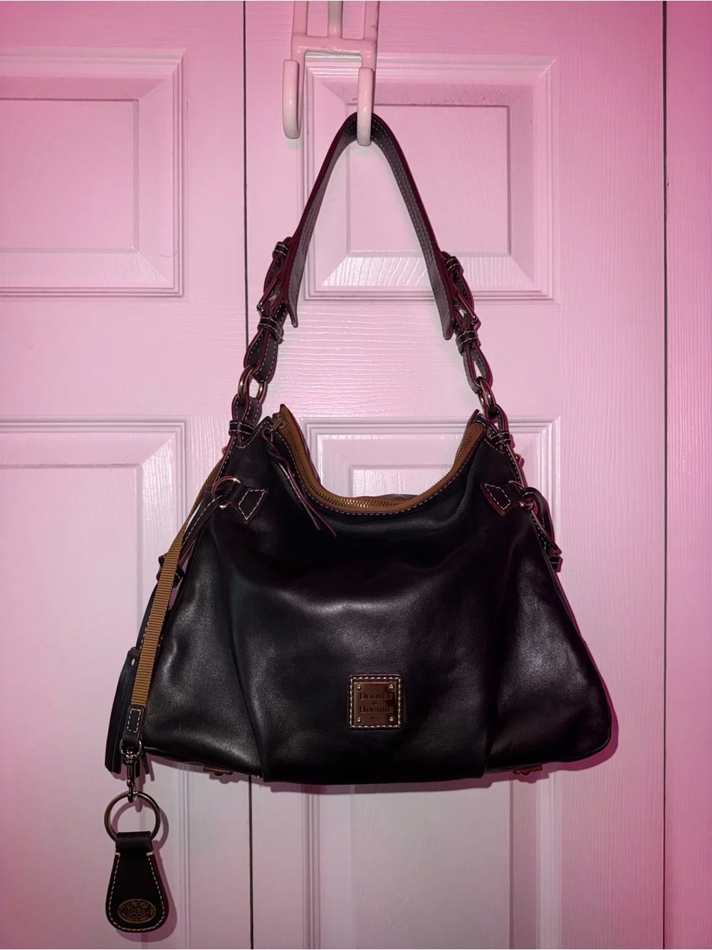 Dooney & Bourke Black Leather Hobo Shoulder Bag